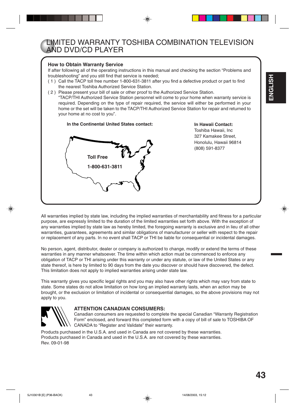 English | Toshiba MD19N1C User Manual | Page 43 / 44