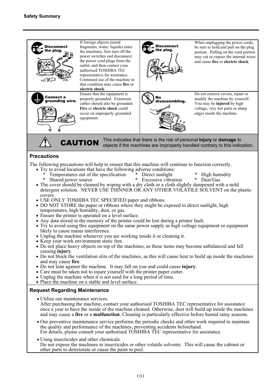 Caution | Toshiba B-SX600 SERIES User Manual | Page 4 / 109