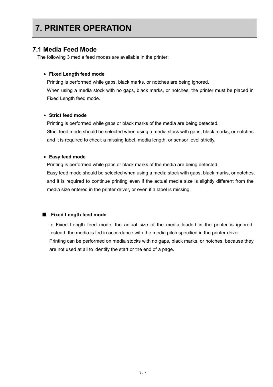 Printer operation, 1 media feed mode | Toshiba B-SX600 SERIES User Manual | Page 54 / 109