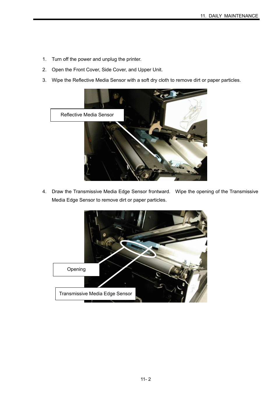 1 cleaning the media sensor | Toshiba B-SX600 SERIES User Manual | Page 82 / 109