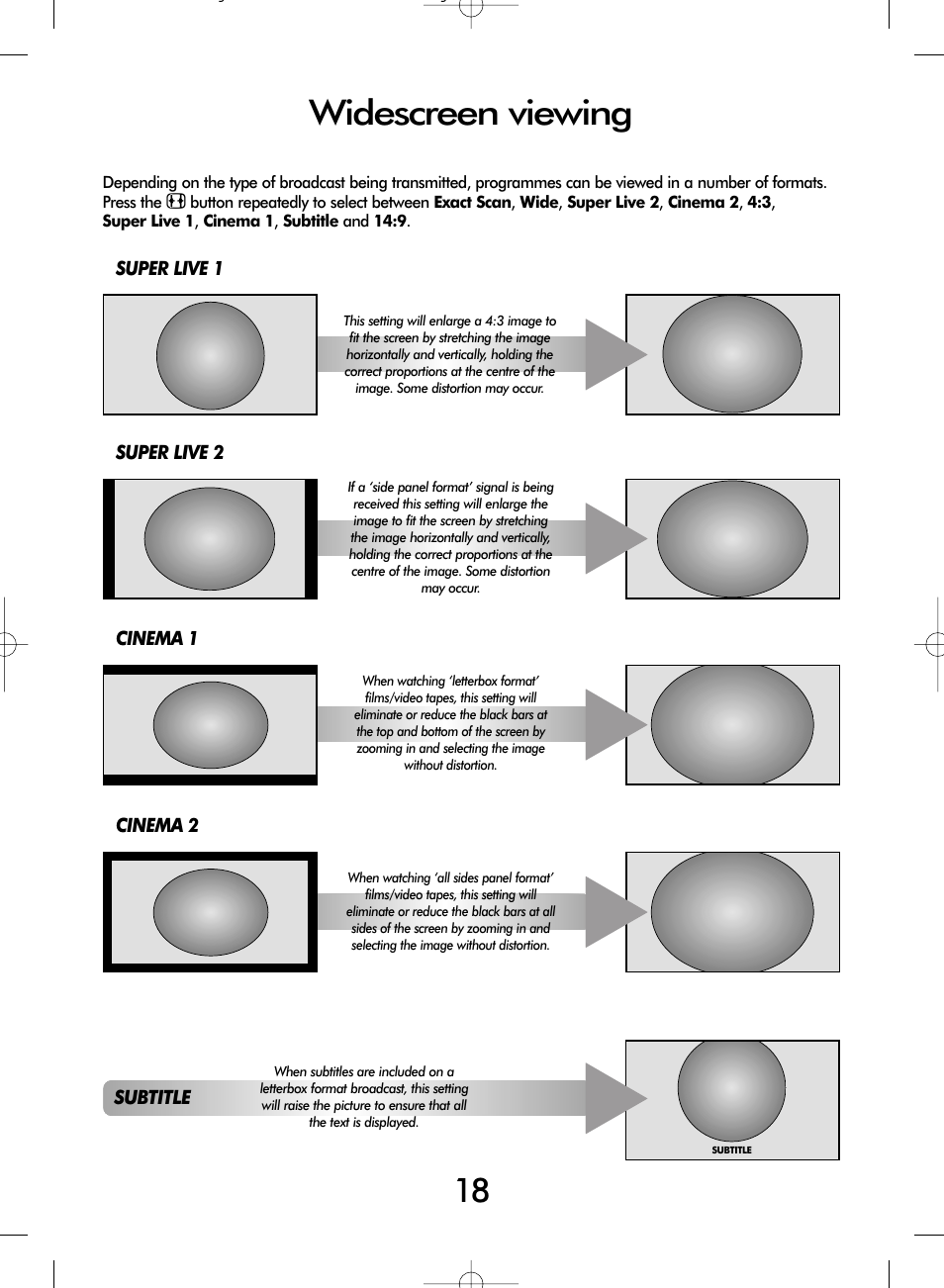 Widescreen viewing | Toshiba WLT66 User Manual | Page 18 / 40