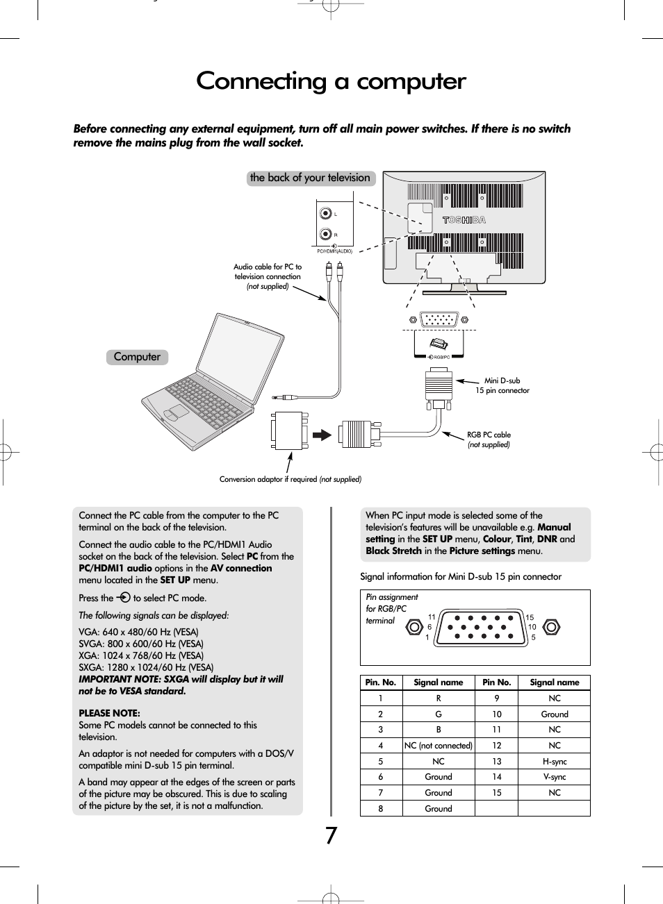 Connecting a computer | Toshiba WLT66 User Manual | Page 7 / 40