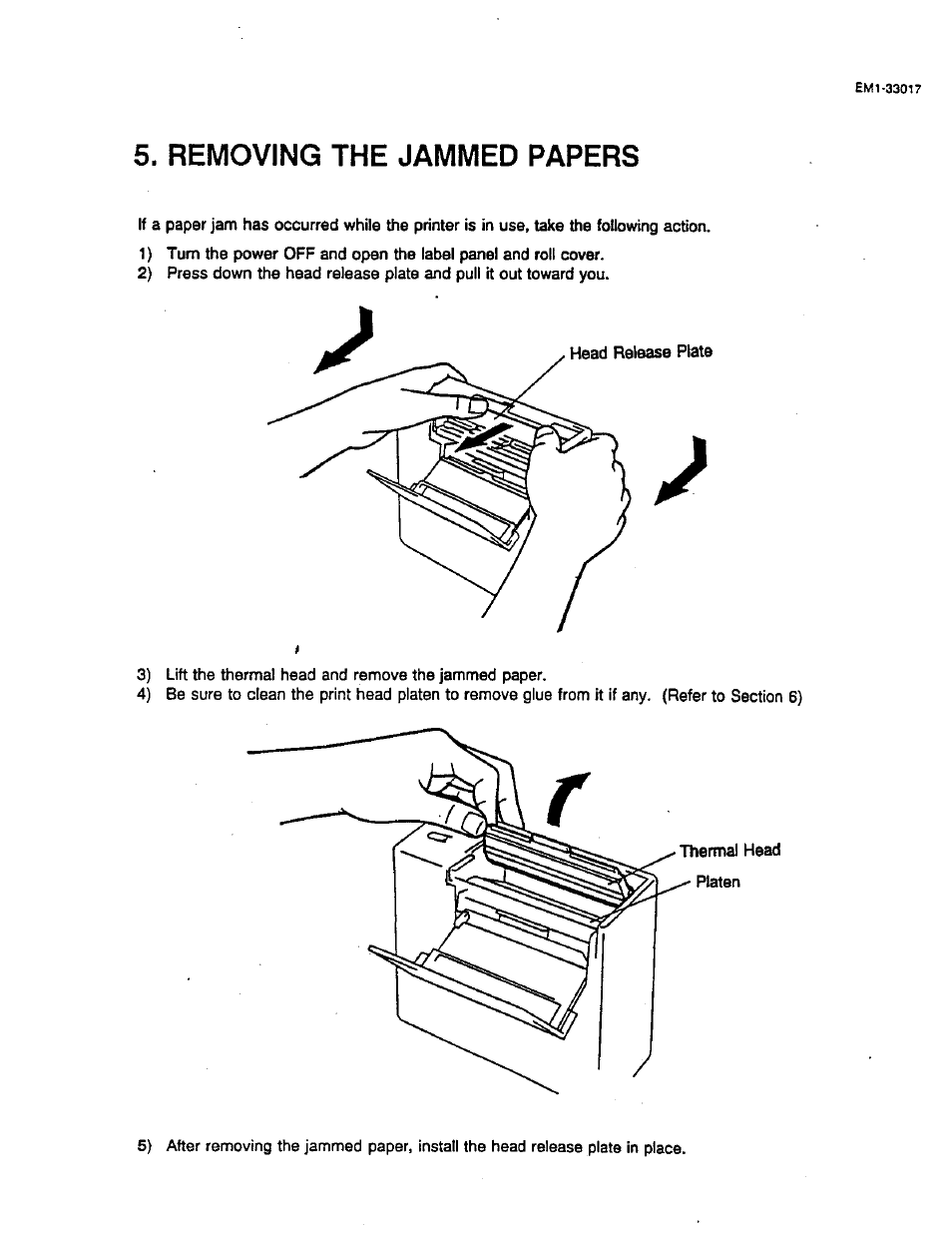 Removing the jammed papers | Toshiba TEC B-411 SERIES User Manual | Page 13 / 20