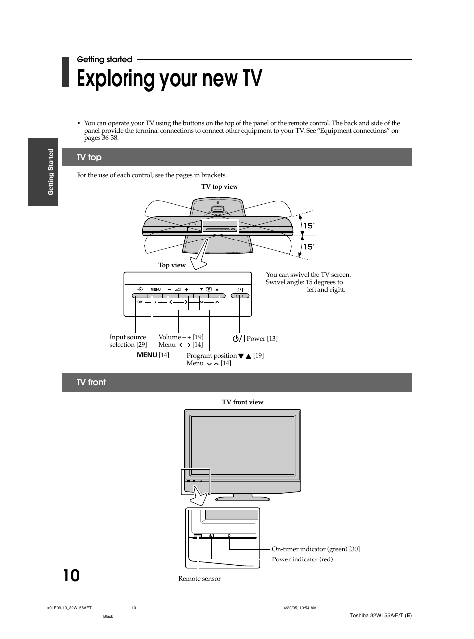 Exploring your new tv | Toshiba 32WL55T User Manual | Page 10 / 44