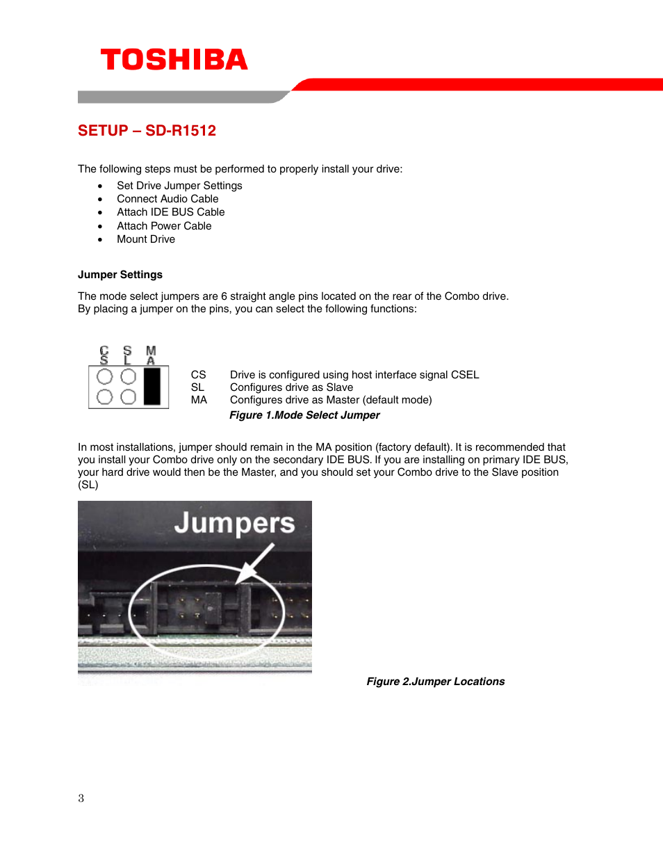 Setup – sd-r1512 | Toshiba SD-R1512 User Manual | Page 5 / 17