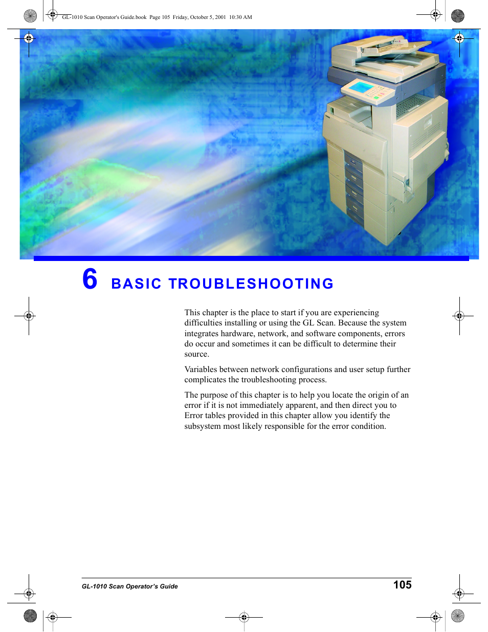 6 basic troubleshooting, Basic troubleshooting | Toshiba GL-1010 User Manual | Page 105 / 126