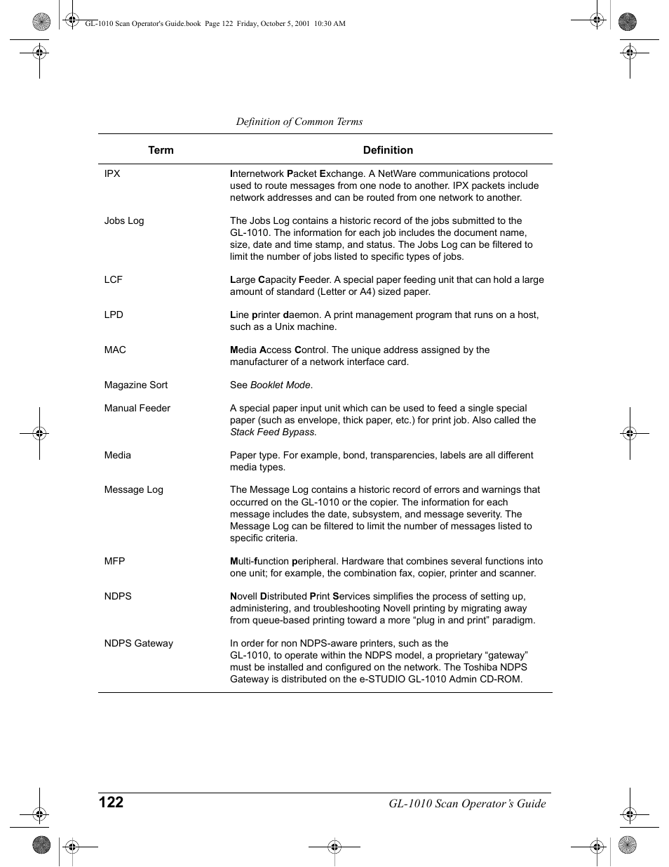 Toshiba GL-1010 User Manual | Page 122 / 126