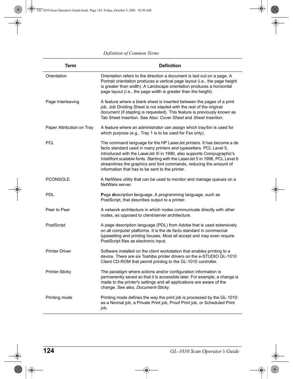 Toshiba GL-1010 User Manual | Page 124 / 126