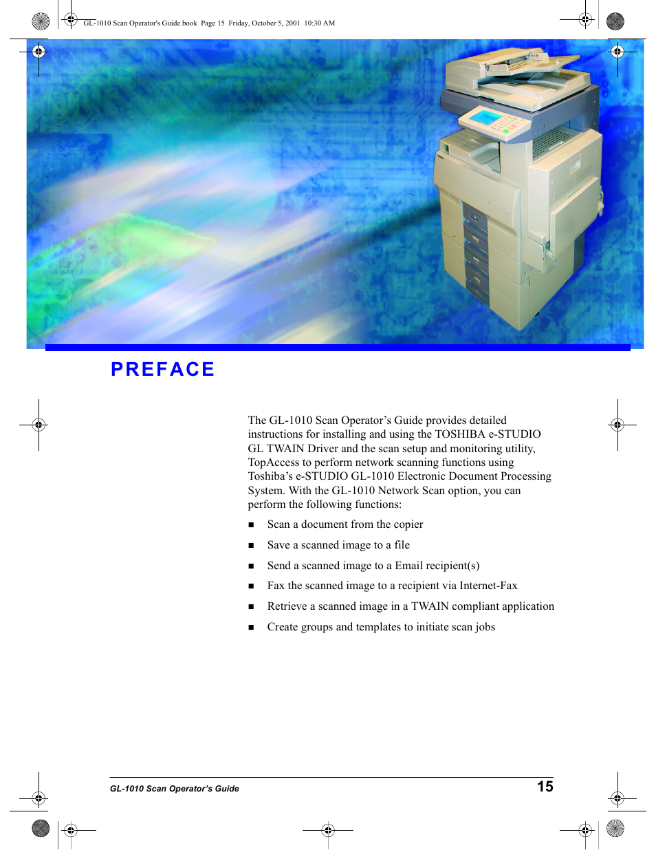 Preface | Toshiba GL-1010 User Manual | Page 15 / 126