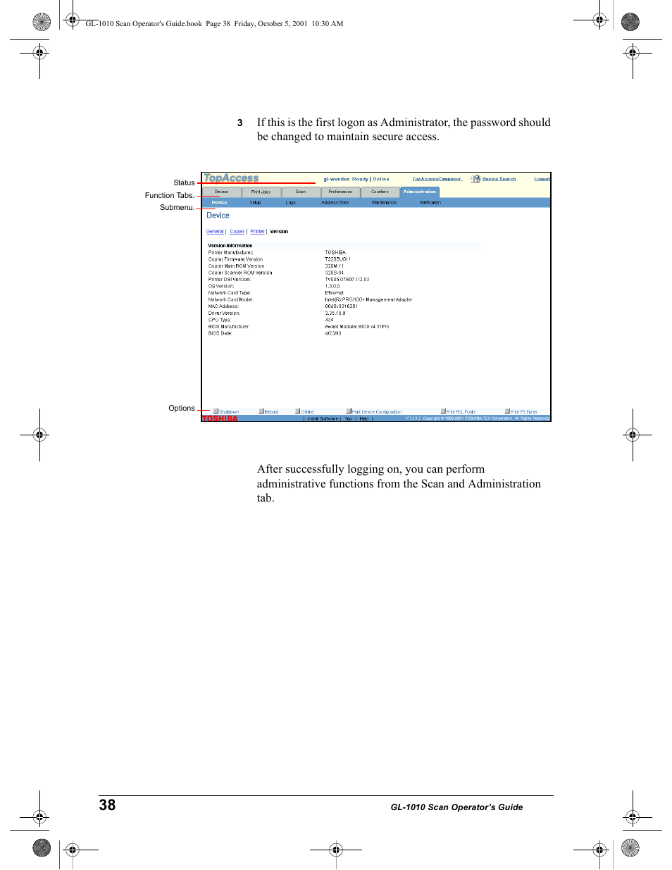 Toshiba GL-1010 User Manual | Page 38 / 126