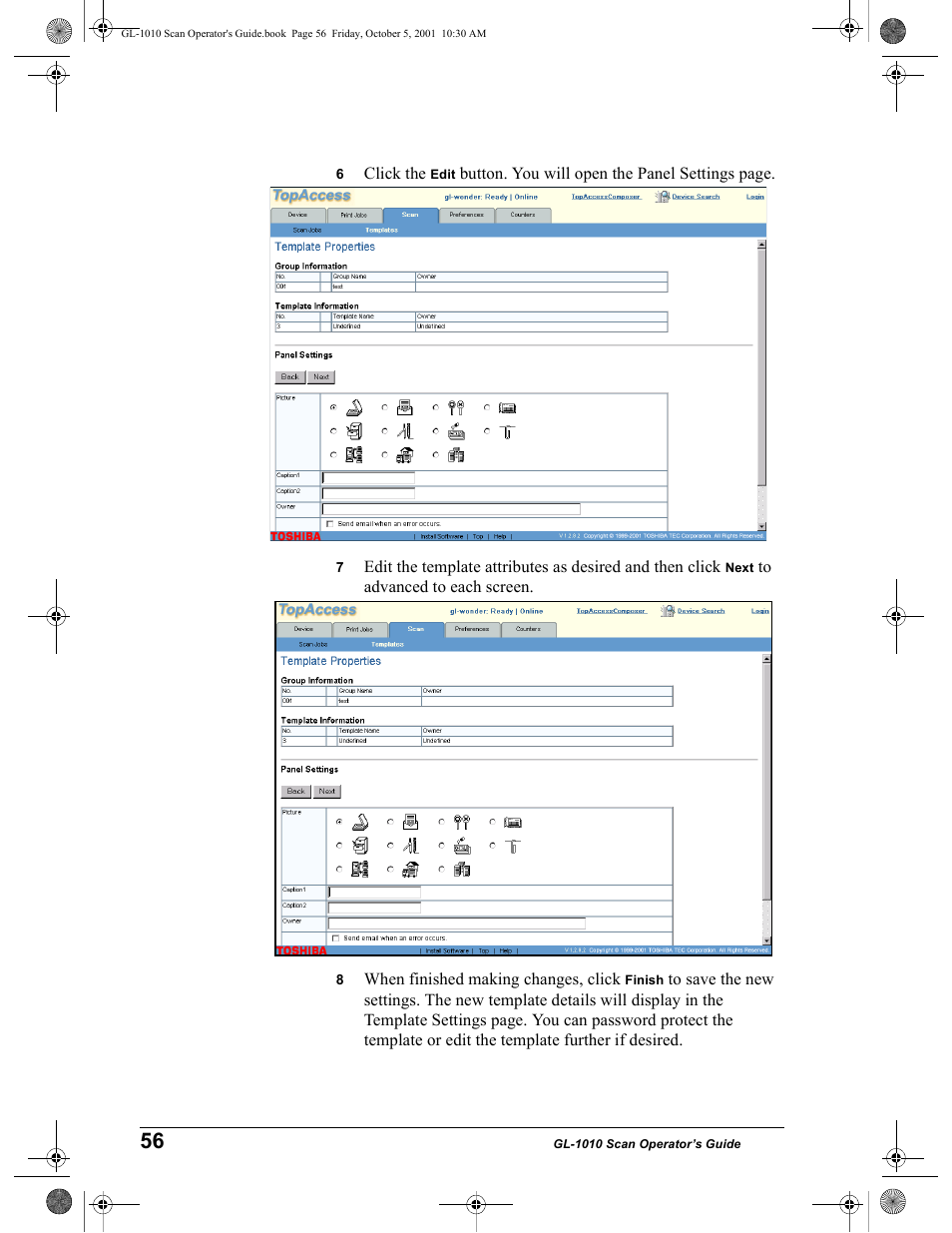 Toshiba GL-1010 User Manual | Page 56 / 126