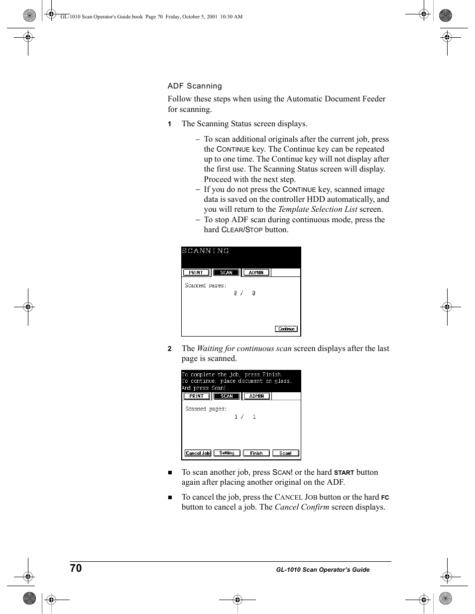 Adf scanning | Toshiba GL-1010 User Manual | Page 70 / 126