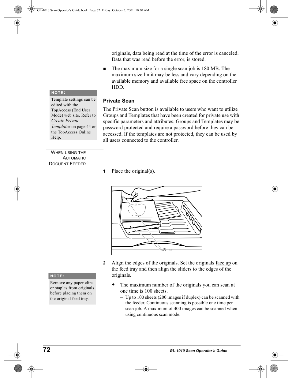 Private scan, To chapter 4 | Toshiba GL-1010 User Manual | Page 72 / 126