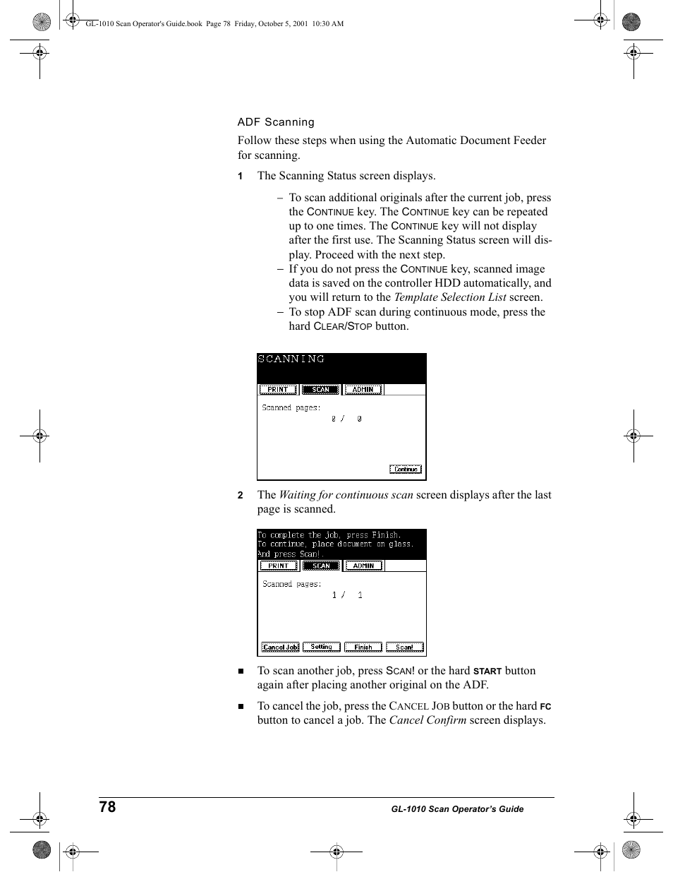 Adf scanning | Toshiba GL-1010 User Manual | Page 78 / 126