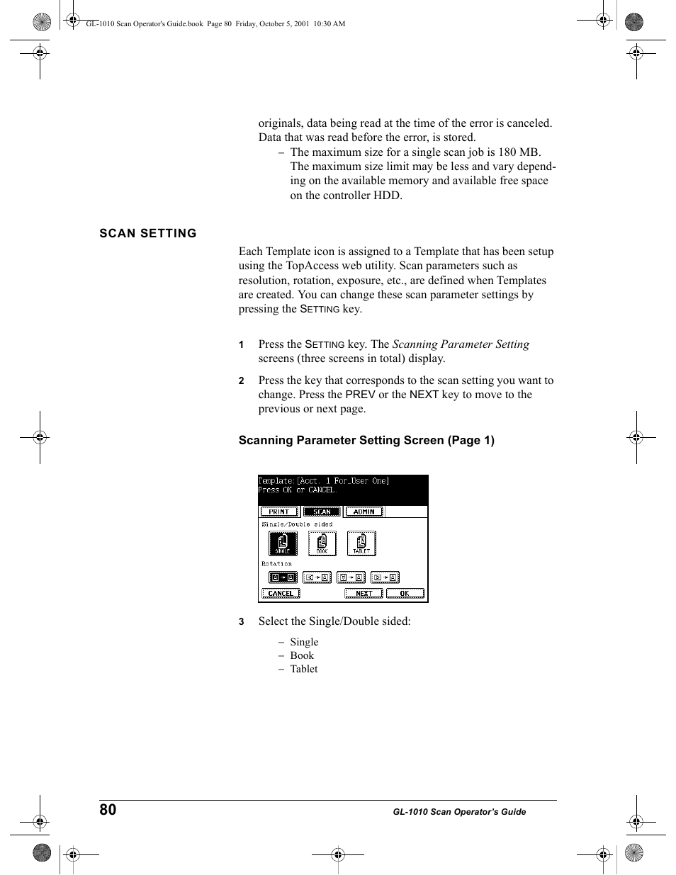 Scan setting | Toshiba GL-1010 User Manual | Page 80 / 126
