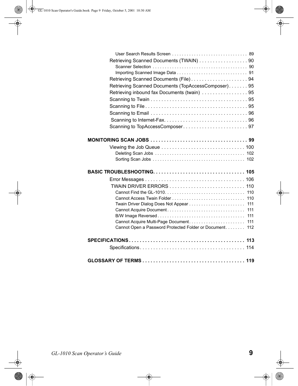 Toshiba GL-1010 User Manual | Page 9 / 126