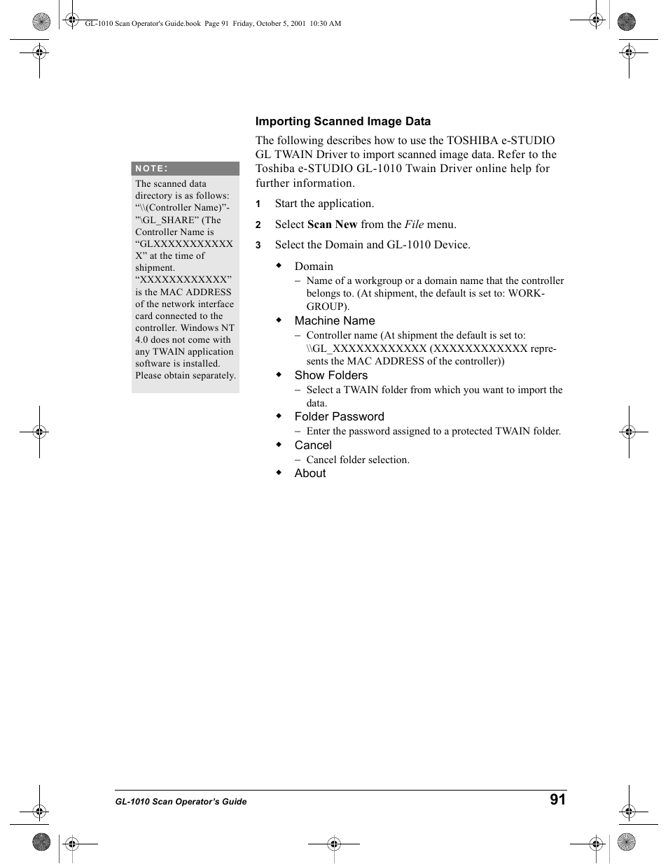 Importing scanned image data | Toshiba GL-1010 User Manual | Page 91 / 126