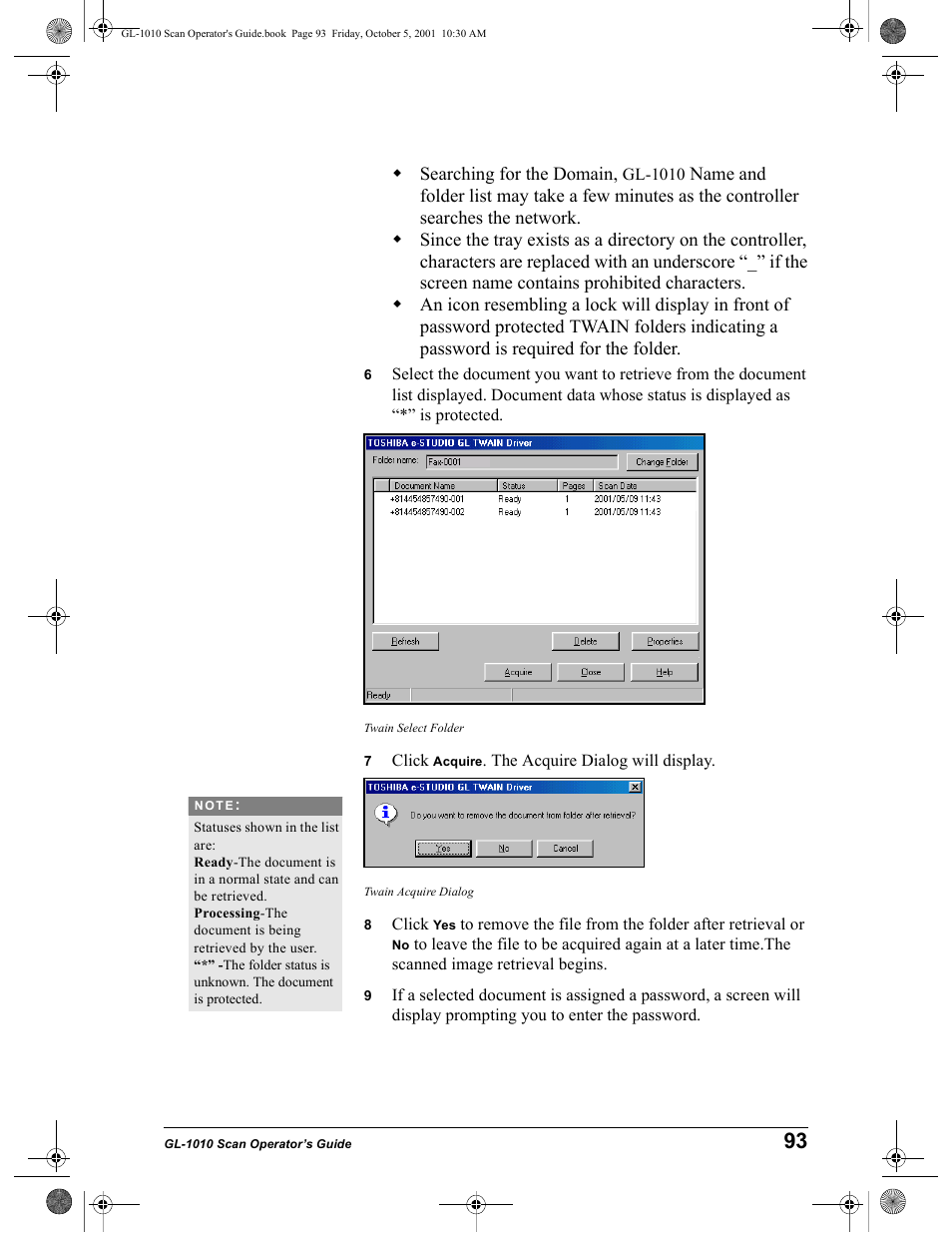 Twain select folder twain acquire dialog | Toshiba GL-1010 User Manual | Page 93 / 126