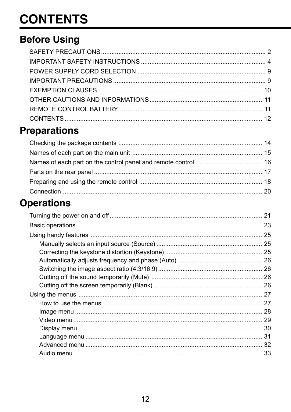 Toshiba TDP-S9 User Manual | Page 12 / 43