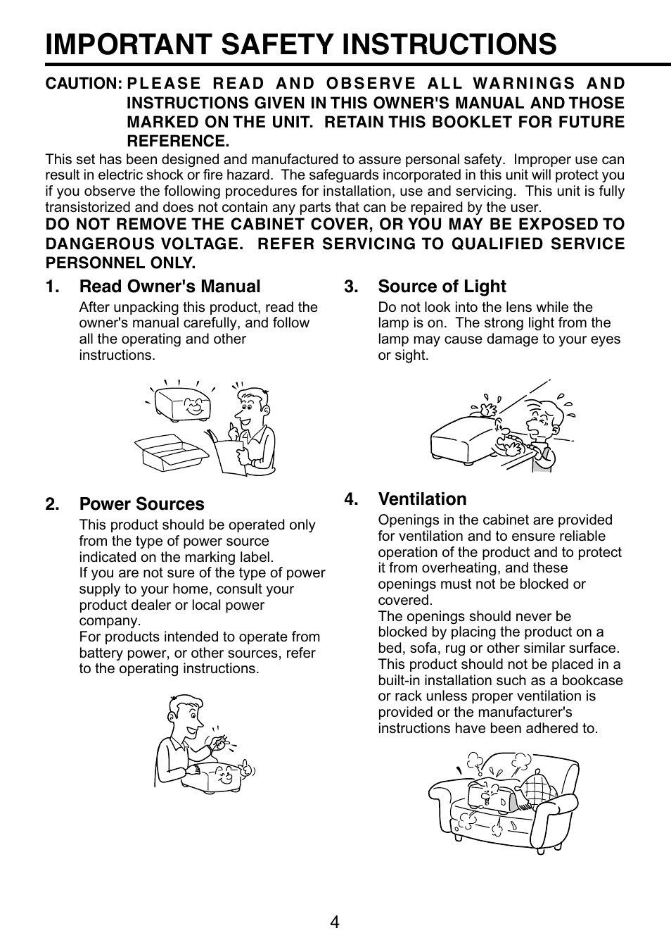 Important safety instructions | Toshiba TDP-S9 User Manual | Page 4 / 43