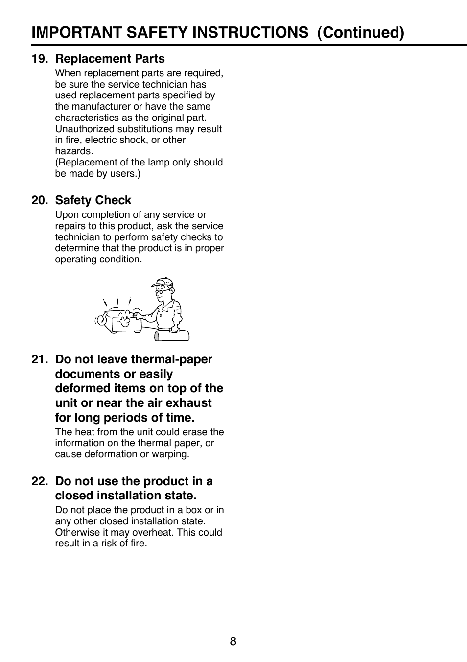 Important safety instructions (continued) | Toshiba TDP-S9 User Manual | Page 8 / 43