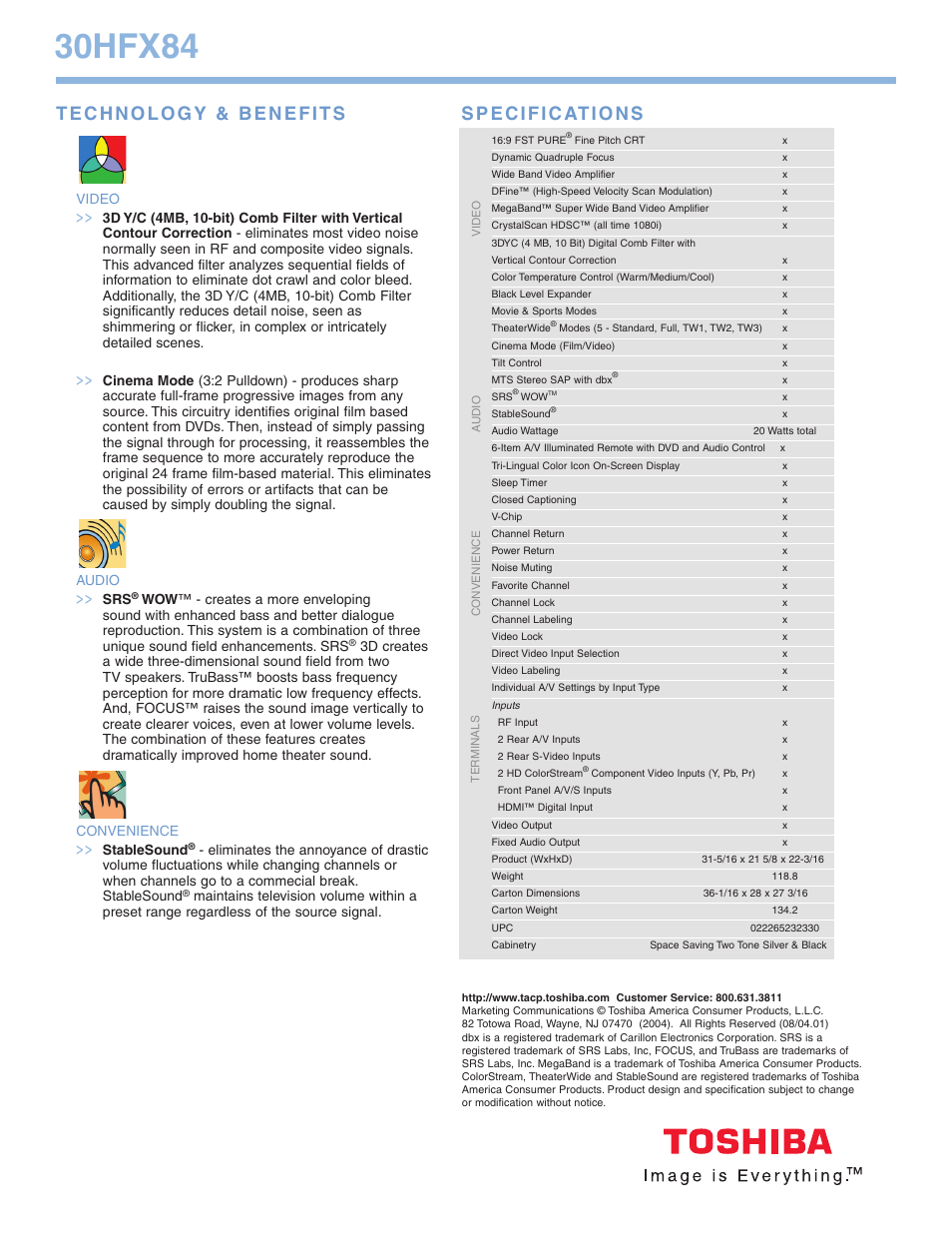 30hfx84 | Toshiba 30HFX84 User Manual | Page 2 / 2
