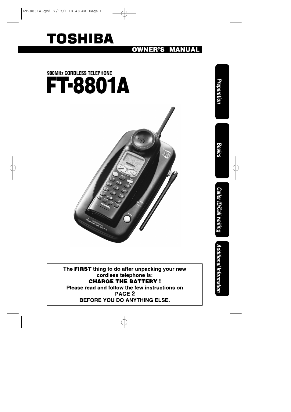 Toshiba FT-8801A User Manual | 37 pages