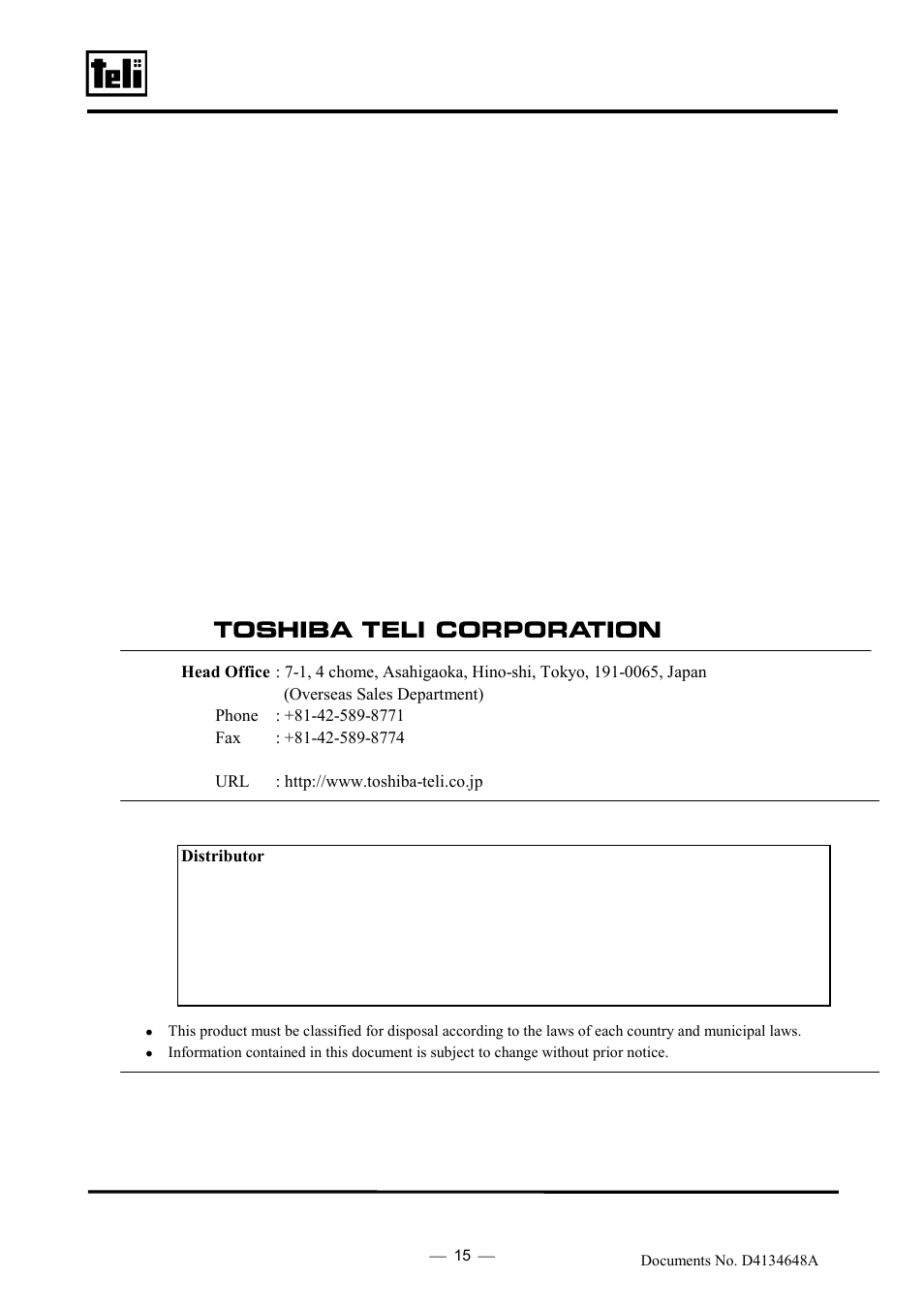 Toshiba TELI CS3950DIF User Manual | Page 24 / 24