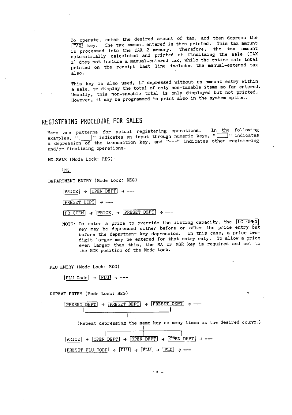 Registering procedure for sales | Toshiba MA-136-100 SERIES User Manual | Page 18 / 76