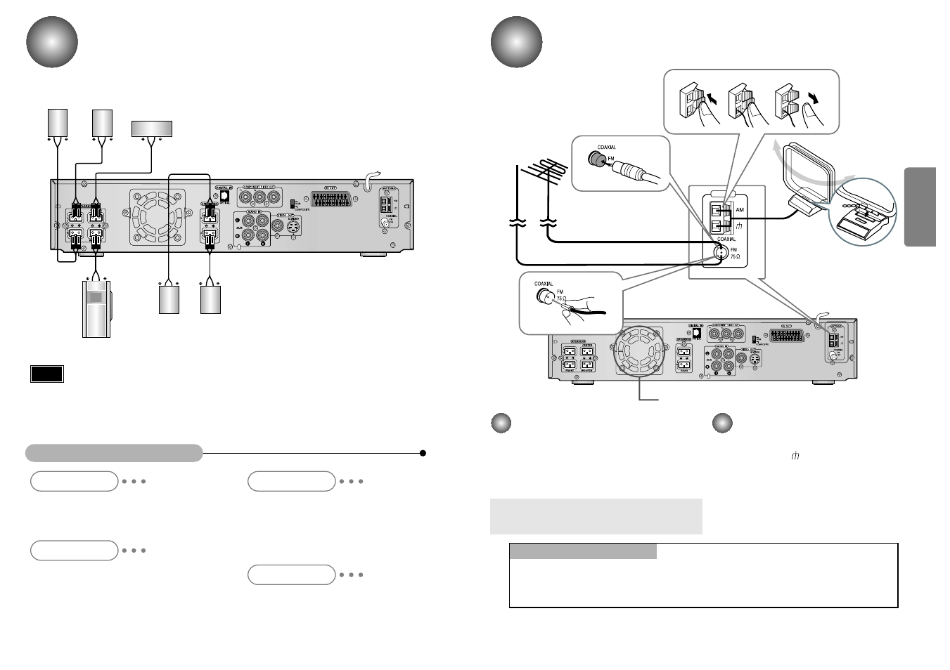 Connecting the speakers, Connecting the fm and am, Antennas | Mw ), Ideal speaker placement | Toshiba SD-43HK User Manual | Page 6 / 25