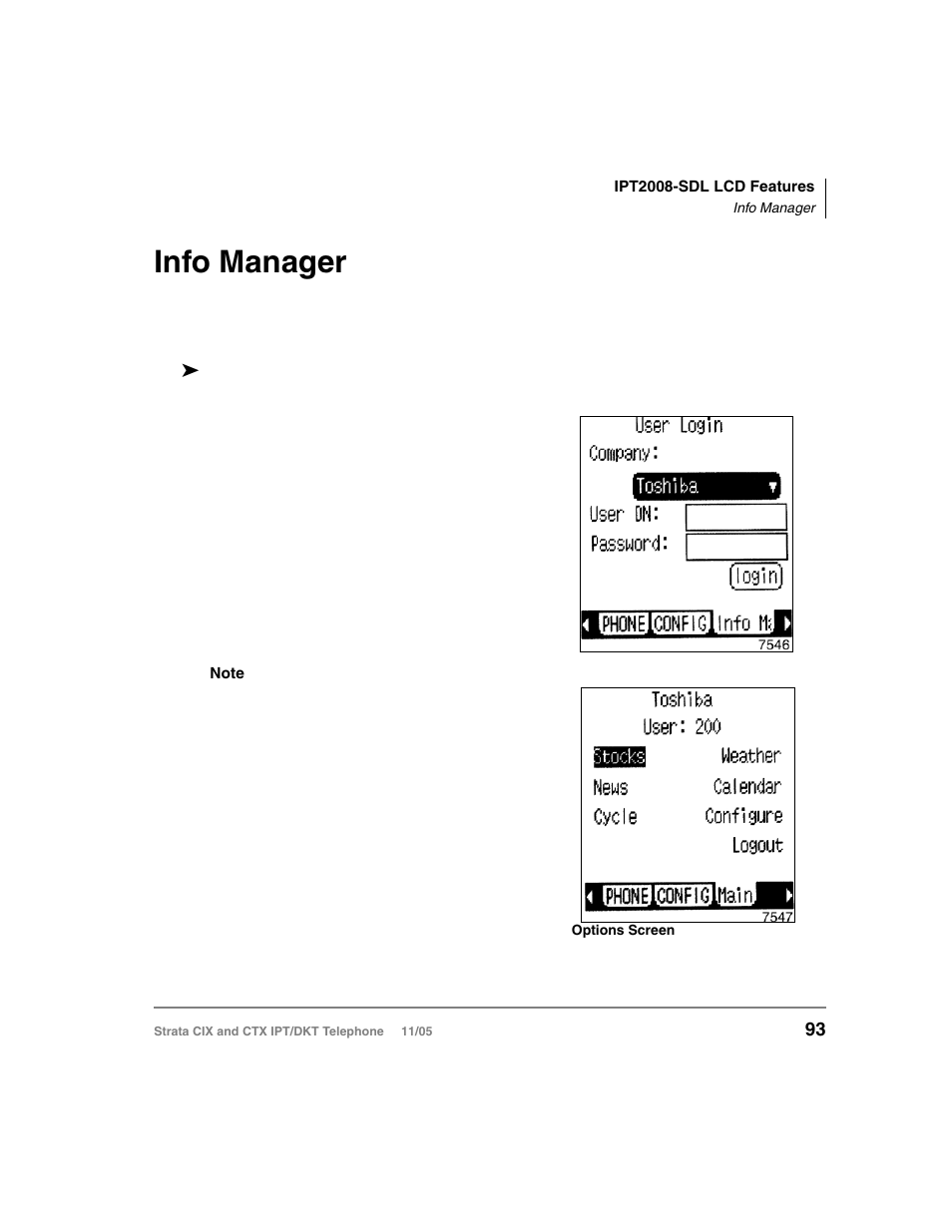 Info manager | Toshiba Strata DKT User Manual | Page 107 / 153