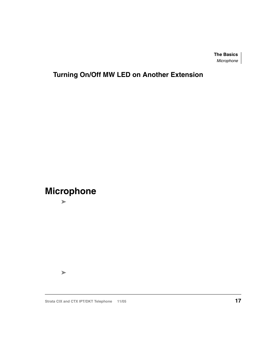 Turning on/off mw led on another extension, Microphone | Toshiba Strata DKT User Manual | Page 31 / 153