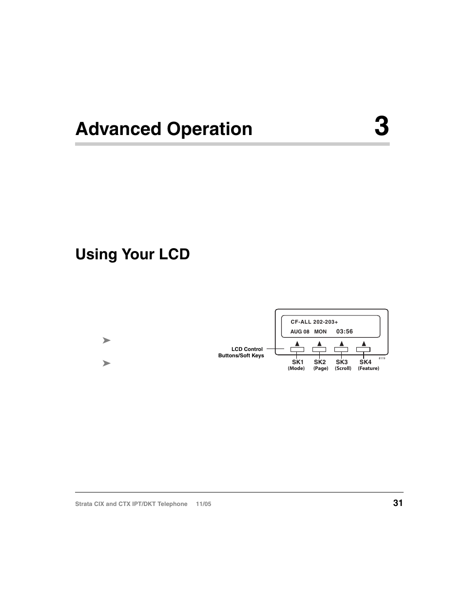 Advanced operation 3, Using your lcd, Chapter 3 – advanced operation | Advanced operation | Toshiba Strata DKT User Manual | Page 45 / 153