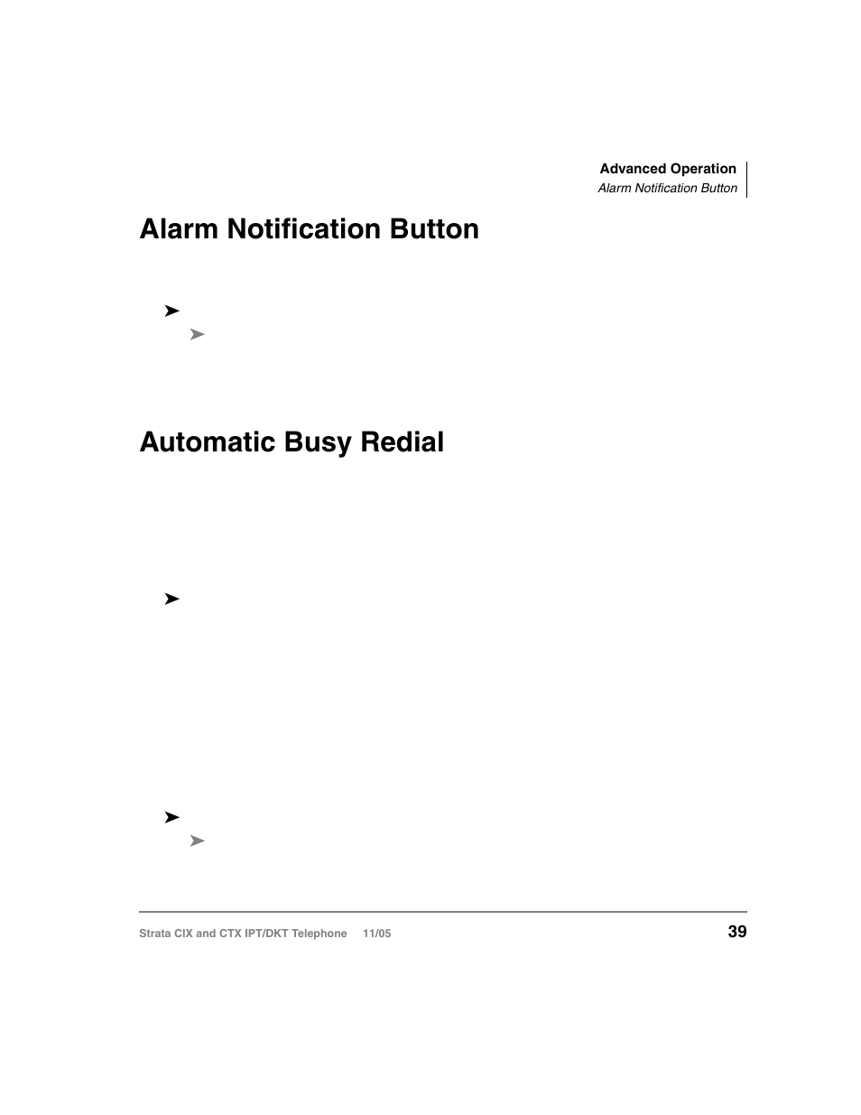 Alarm notification button, Automatic busy redial, Alarm notification button automatic busy redial | Toshiba Strata DKT User Manual | Page 53 / 153