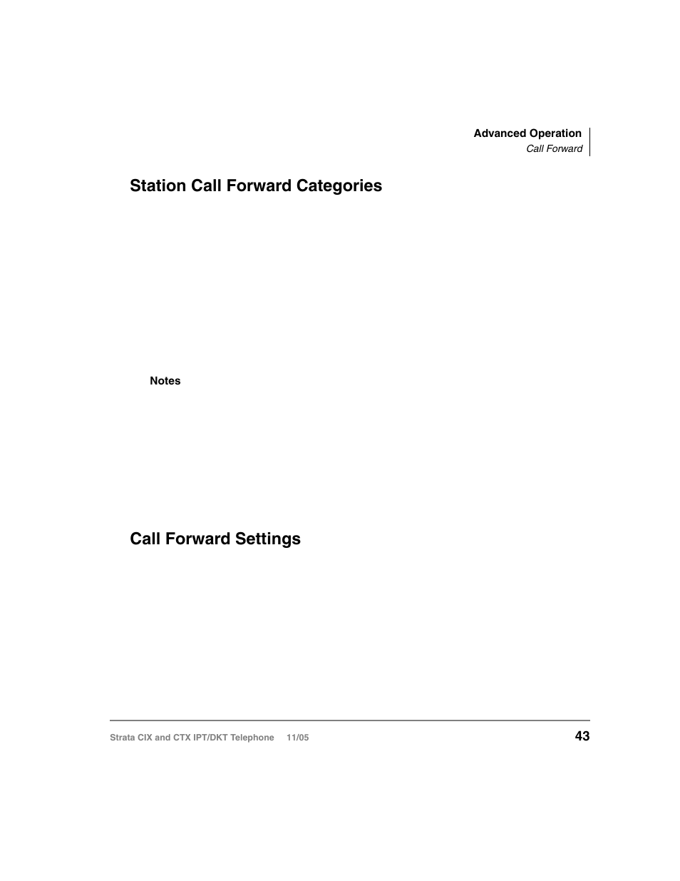 Station call forward categories, Call forward settings | Toshiba Strata DKT User Manual | Page 57 / 153