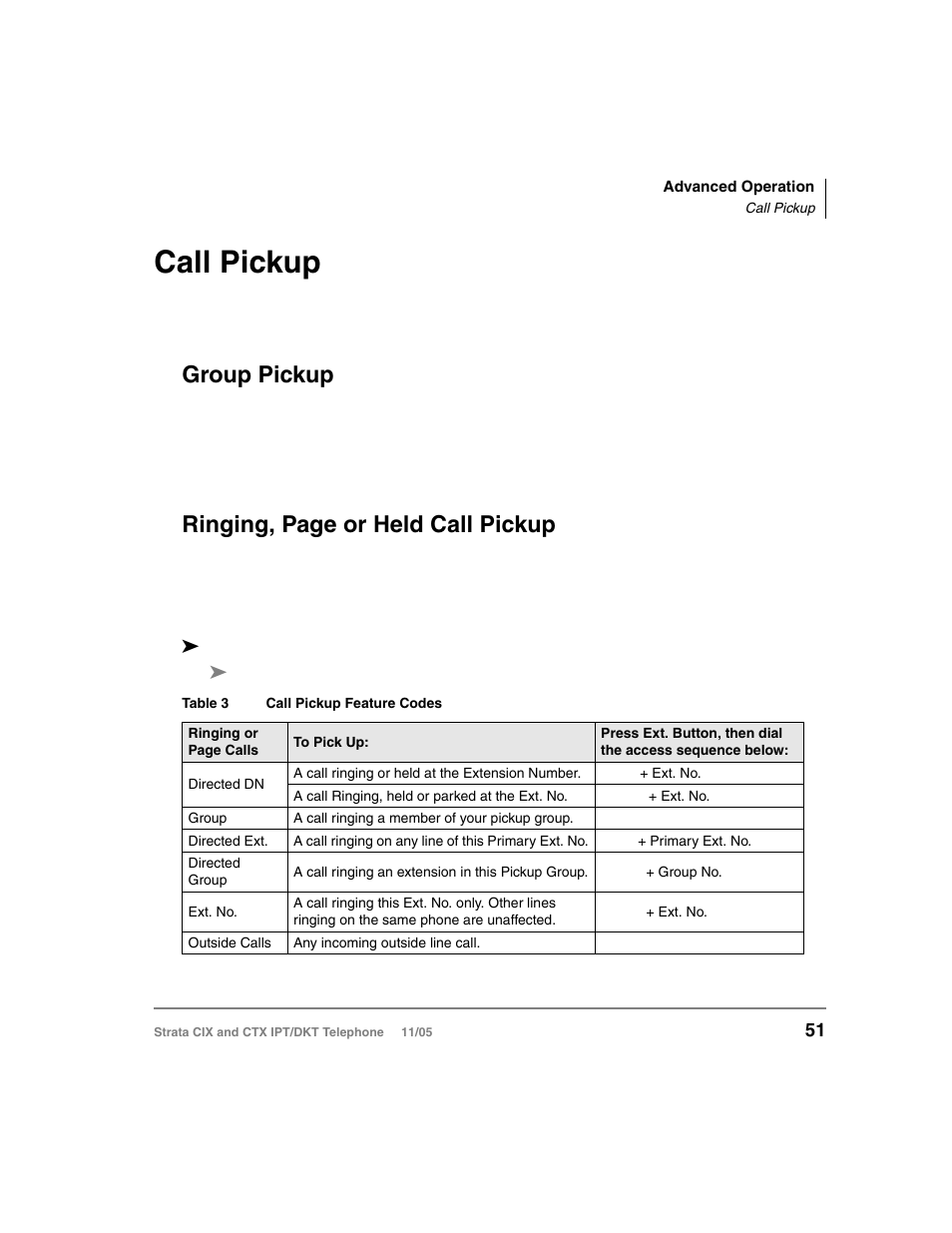 Call pickup, Group pickup, Ringing, page or held call pickup | Toshiba Strata DKT User Manual | Page 65 / 153