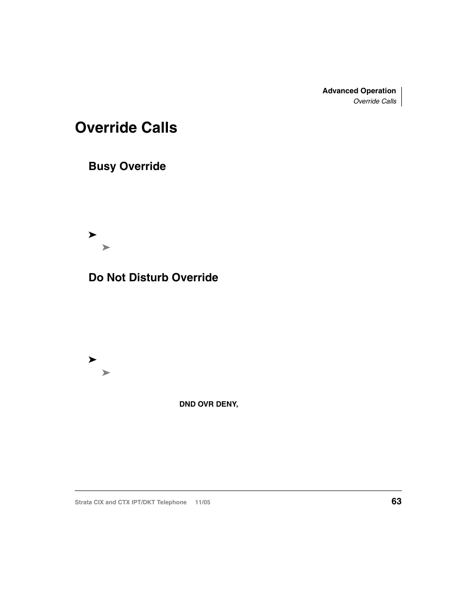 Override calls, Busy override, Do not disturb override | Busy override do not disturb override | Toshiba Strata DKT User Manual | Page 77 / 153