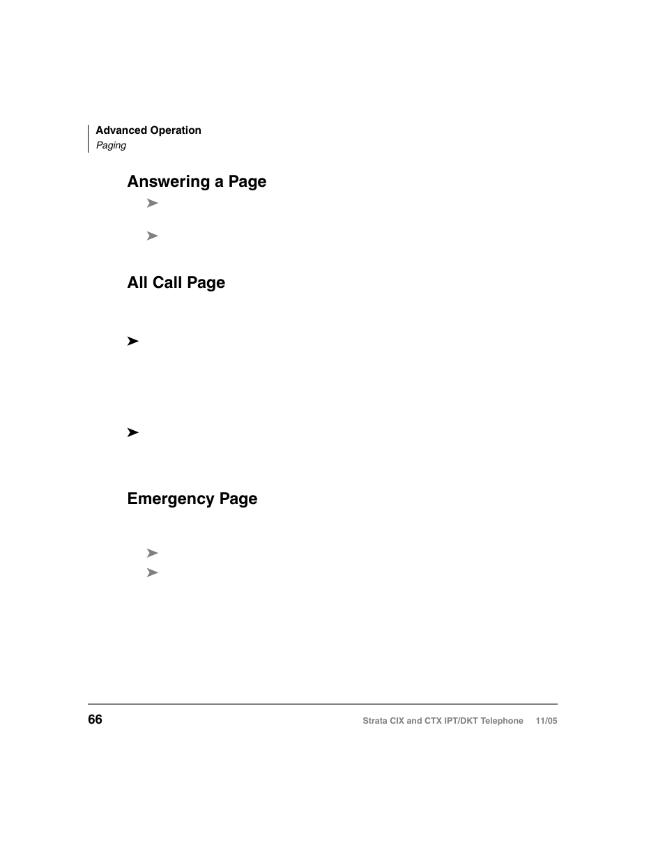 Answering a page, All call page, Emergency page | Toshiba Strata DKT User Manual | Page 80 / 153