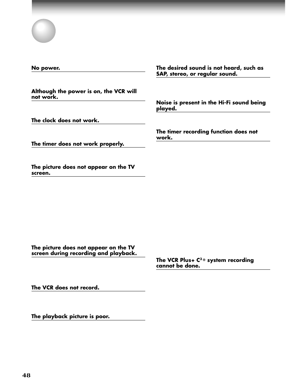 Before calling service personnel | Toshiba W-808 User Manual | Page 48 / 52