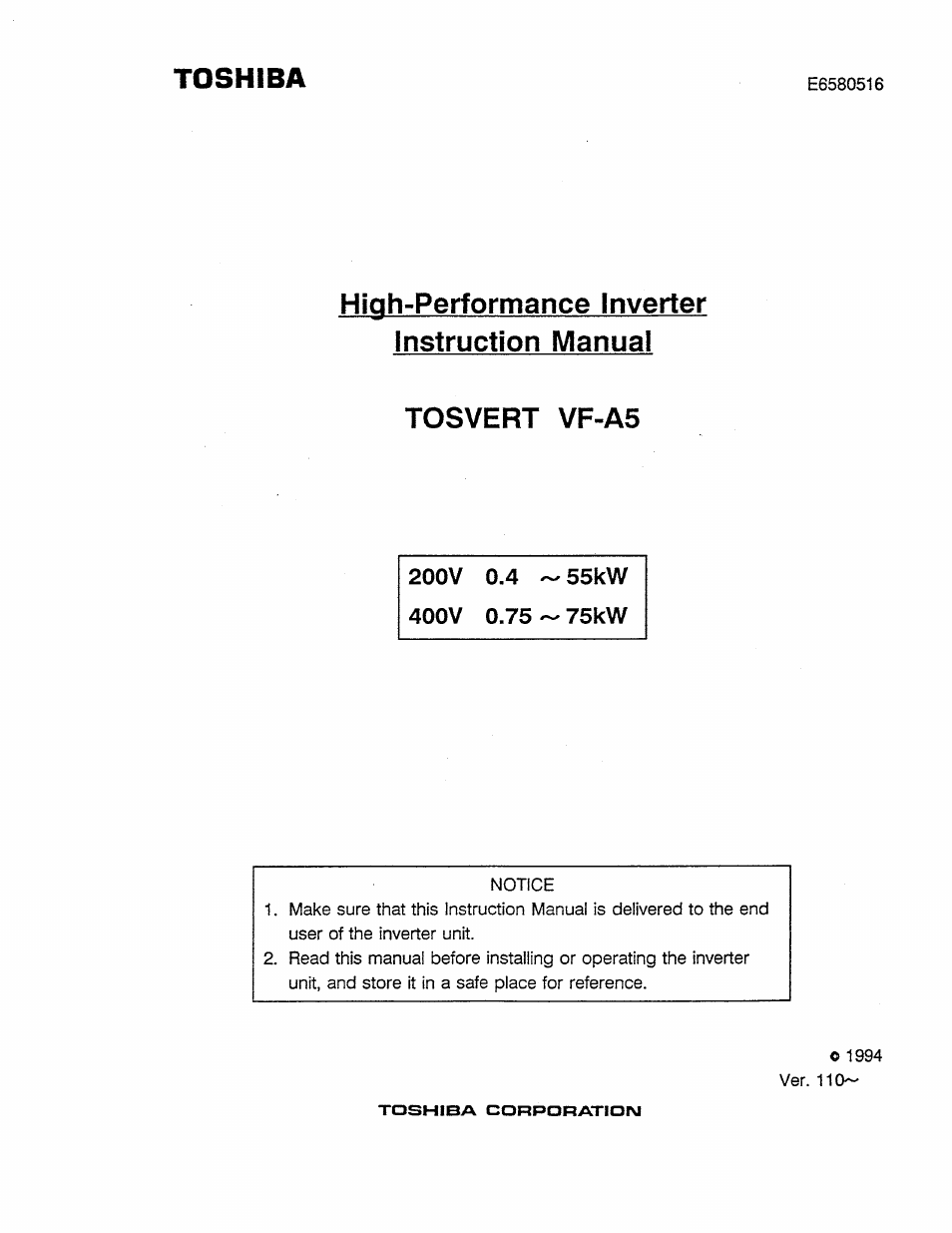 Toshiba Tosvert VF-A5 User Manual | 149 pages