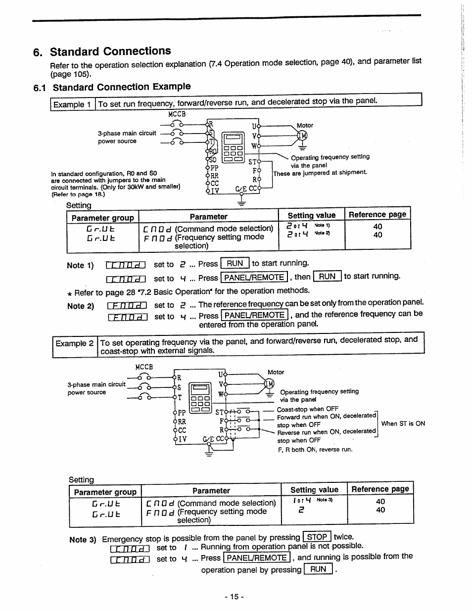 Standard connections, 1 standard connection example, Standard connection example | Toshiba Tosvert VF-A5 User Manual | Page 21 / 149