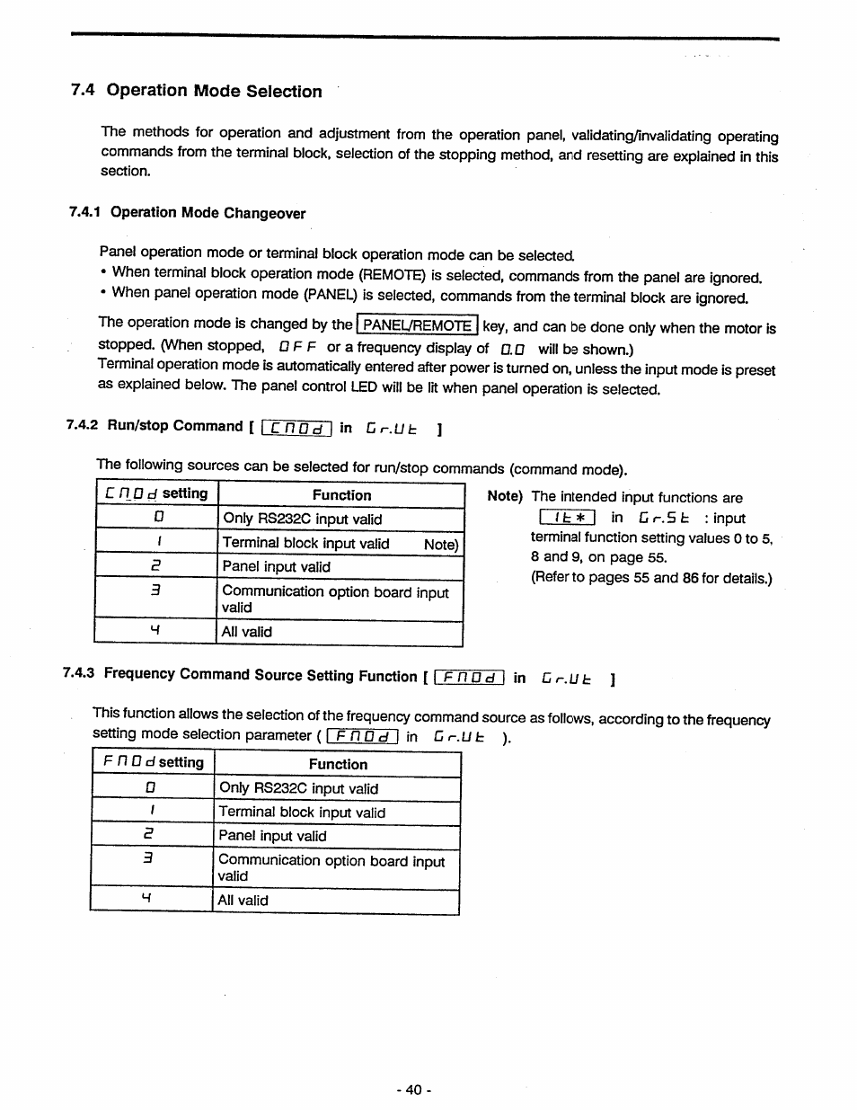 4 operation mode selection, Operation mode selection, R . u t | Toshiba Tosvert VF-A5 User Manual | Page 46 / 149