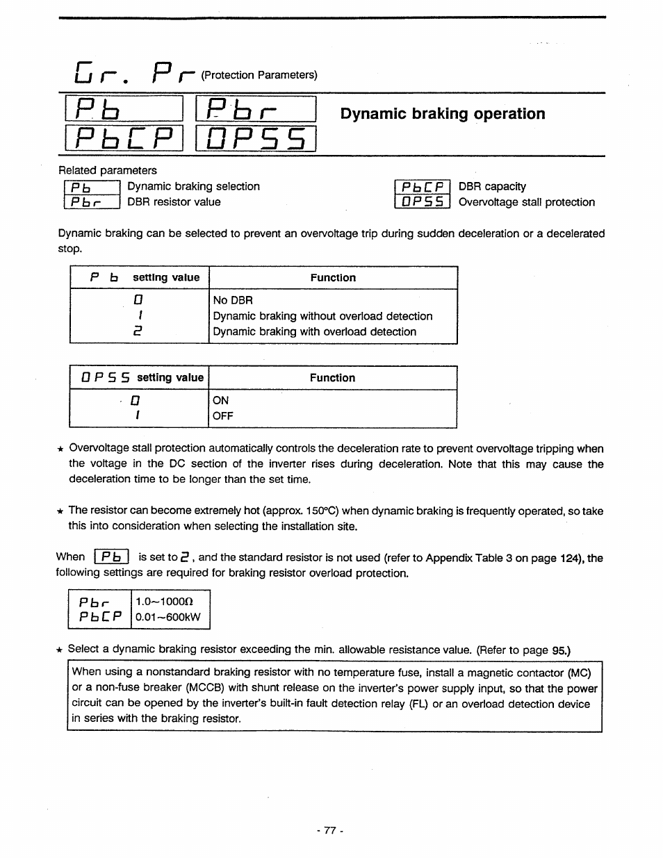 Dynamic braking operation, 1 ooon, 01 -eookw | Toshiba Tosvert VF-A5 User Manual | Page 83 / 149