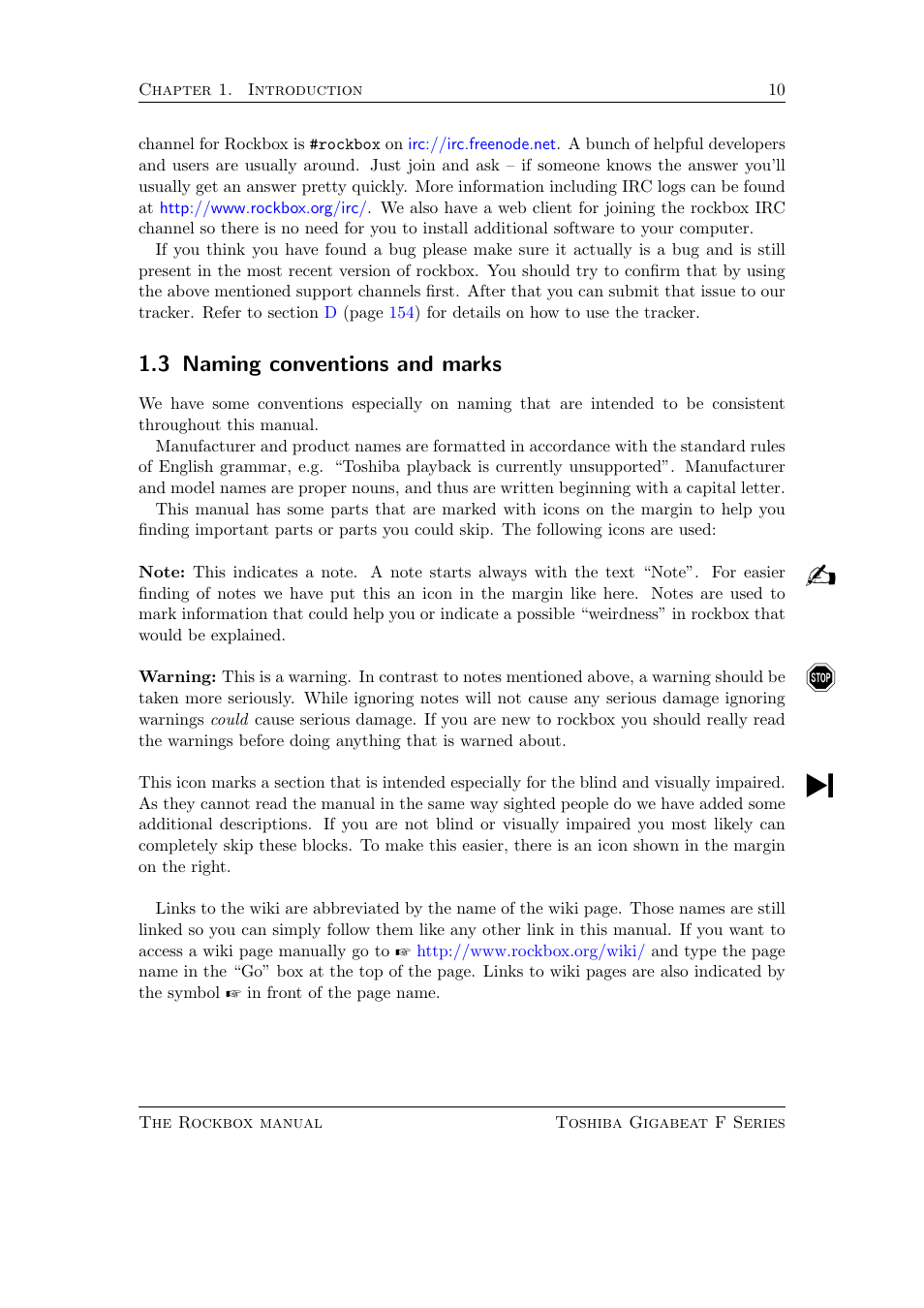 Naming conventions and marks, 3 naming conventions and marks | Toshiba Rockbox F Series User Manual | Page 10 / 177