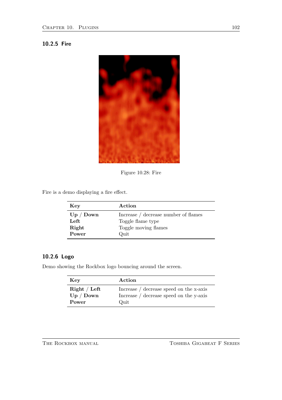 Fire, Logo, 5 fire | 6 logo | Toshiba Rockbox F Series User Manual | Page 102 / 177