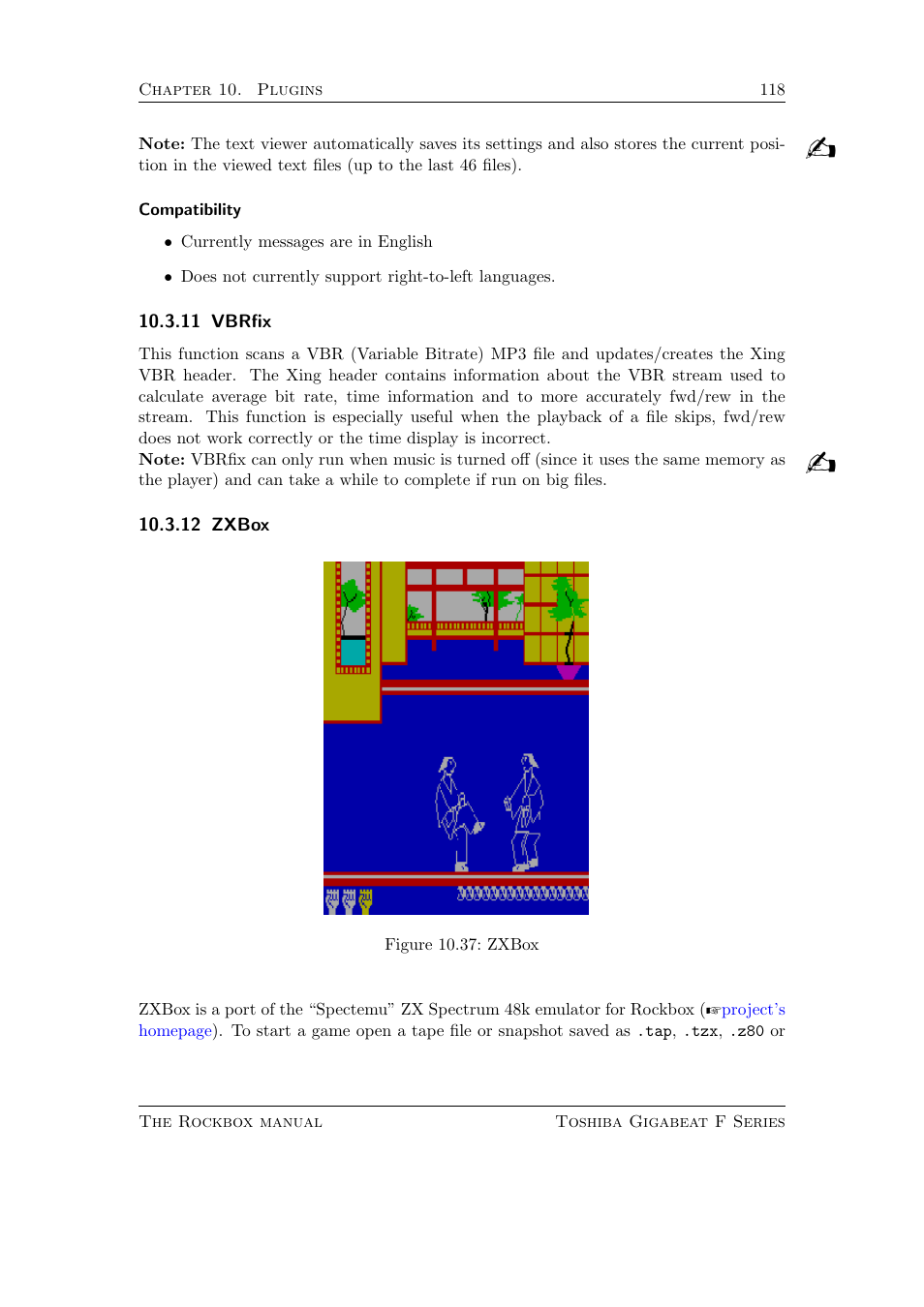 Vbrfix, Zxbox, 11 vbrfix | 12 zxbox | Toshiba Rockbox F Series User Manual | Page 118 / 177