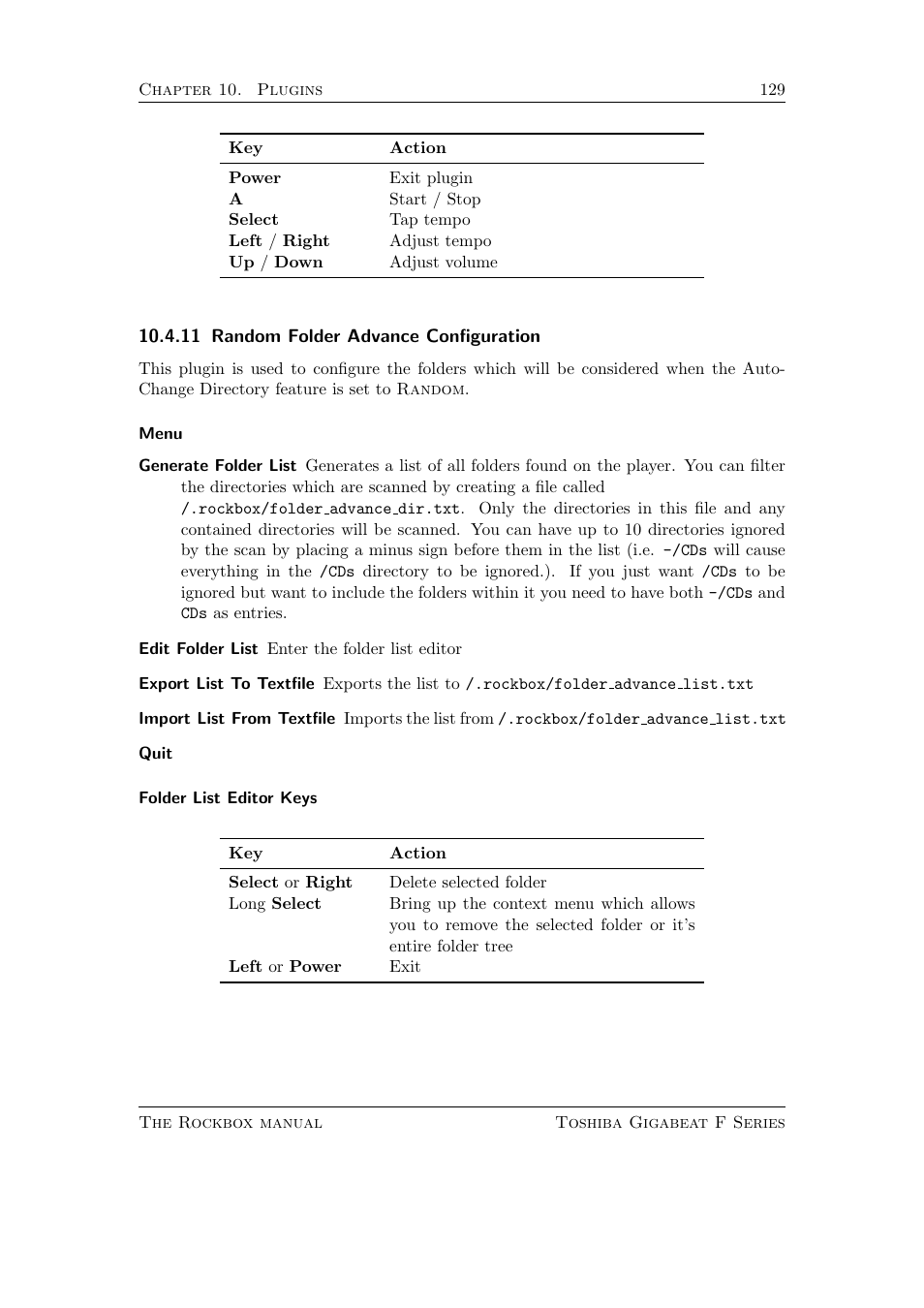 Random folder advance configuration, 11 random folder advance configuration | Toshiba Rockbox F Series User Manual | Page 129 / 177