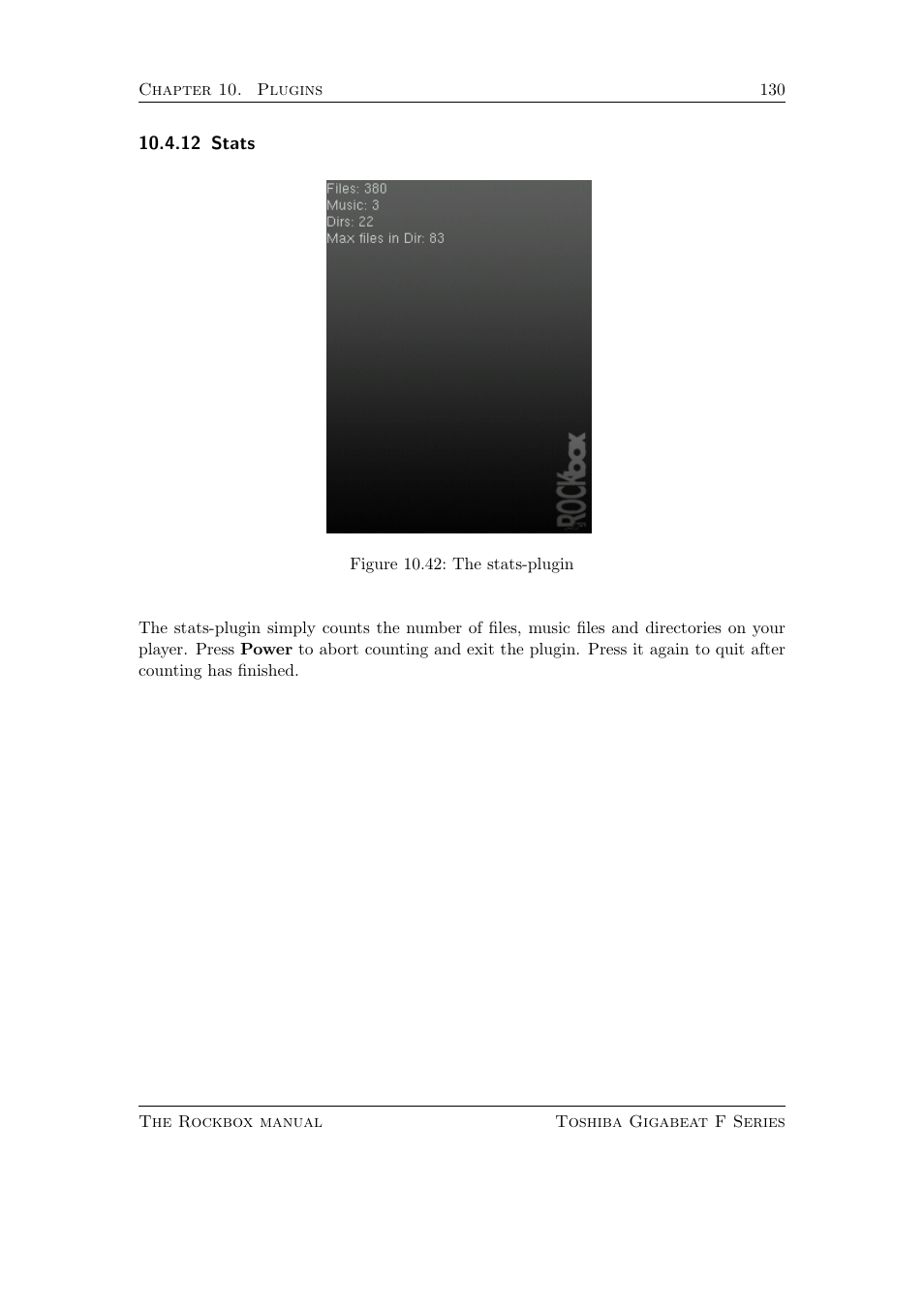 Stats, 12 stats | Toshiba Rockbox F Series User Manual | Page 130 / 177