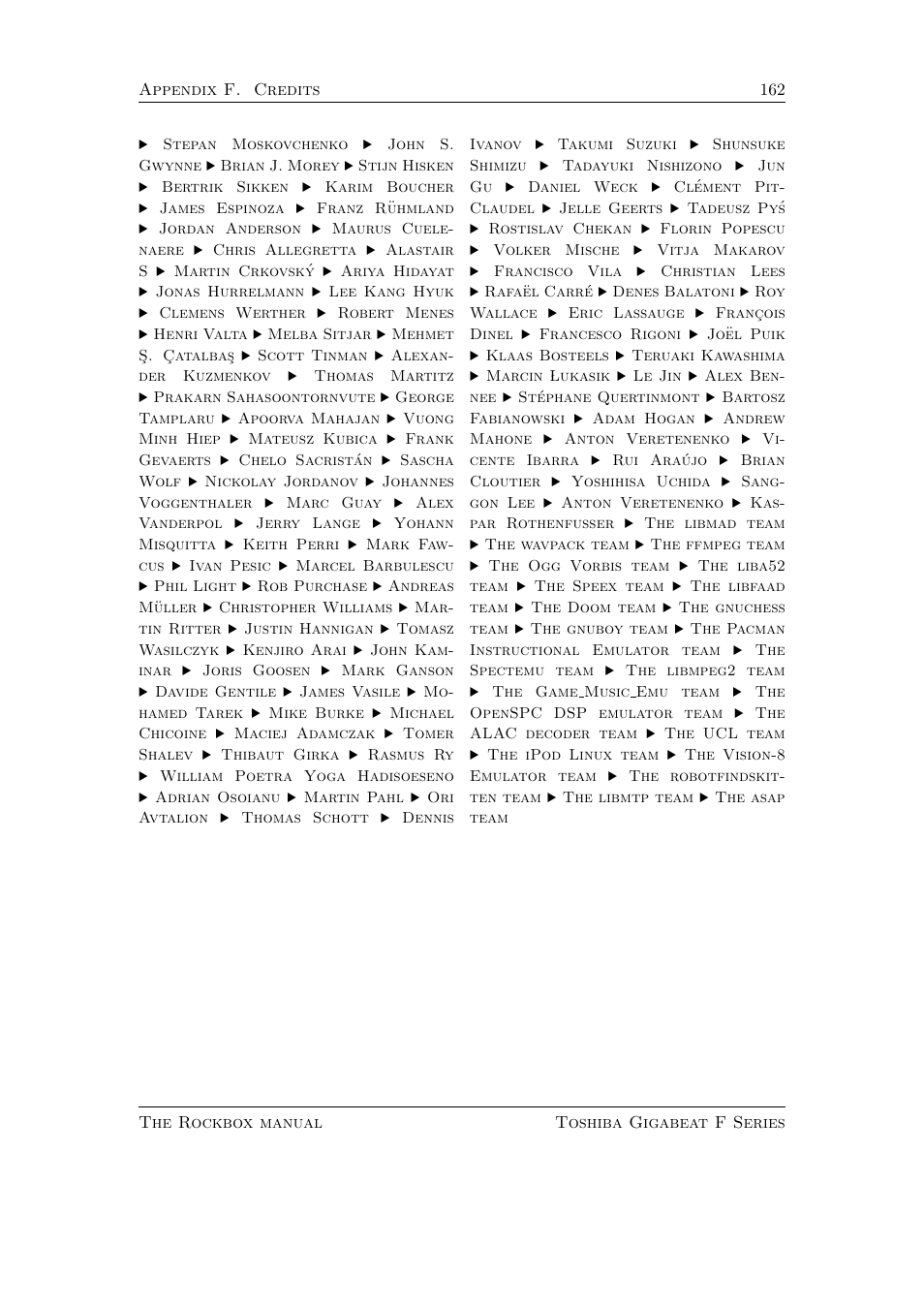 Toshiba Rockbox F Series User Manual | Page 162 / 177