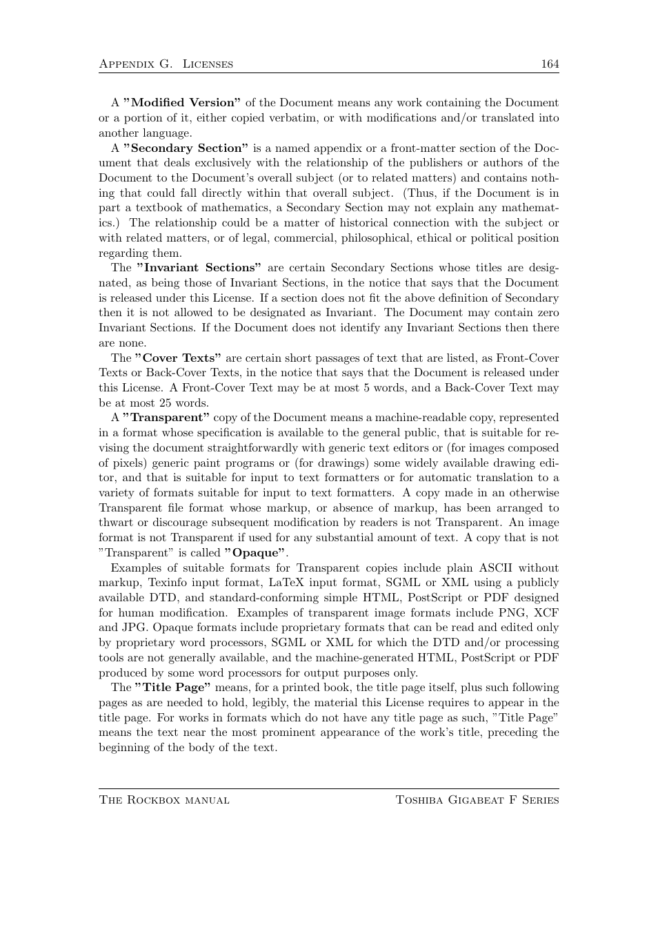 Toshiba Rockbox F Series User Manual | Page 164 / 177